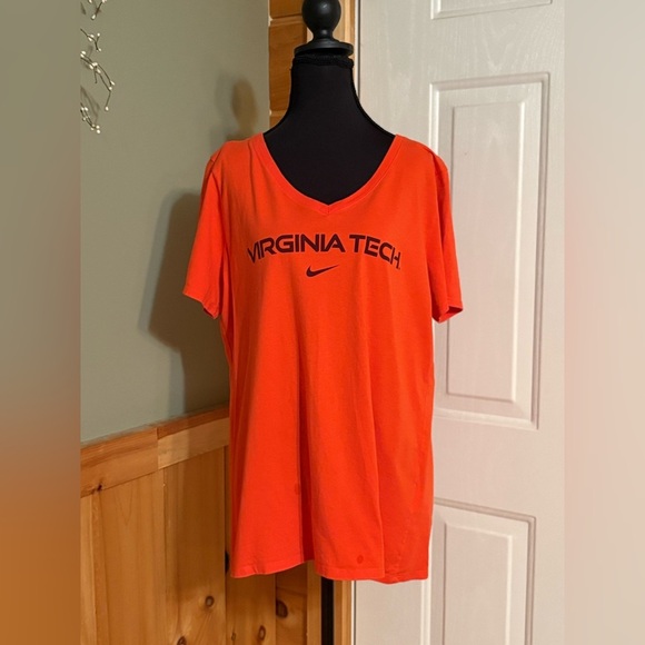 Nike Orange Virginia Tech Women's Short Sleeve V-Neck Tee - Picture 1 of 6